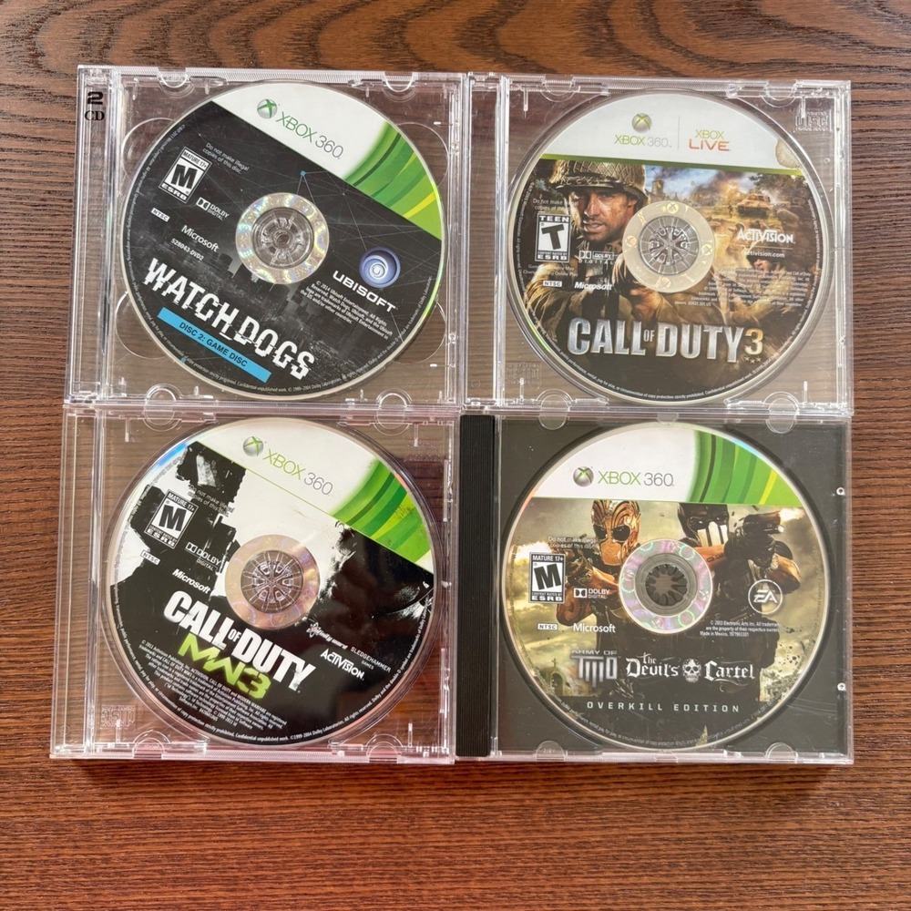 Microsoft Xbox 360 Video Game Lot 4 pc COD MW3 Watch Dogs Army Two